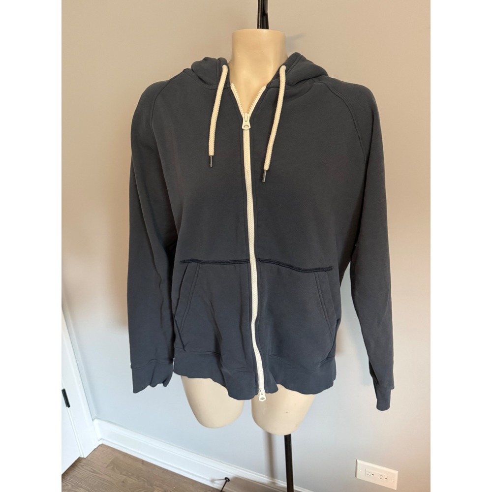Faherty High Standard Fleece Full Zip Hoodie Organic Cotton Navy Medium